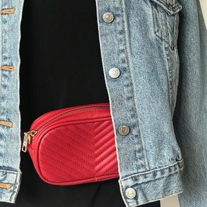 Steve Madden Clutch & Belt or Waist Bag - dark red